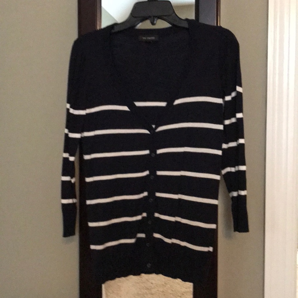 Navy and white cardigan